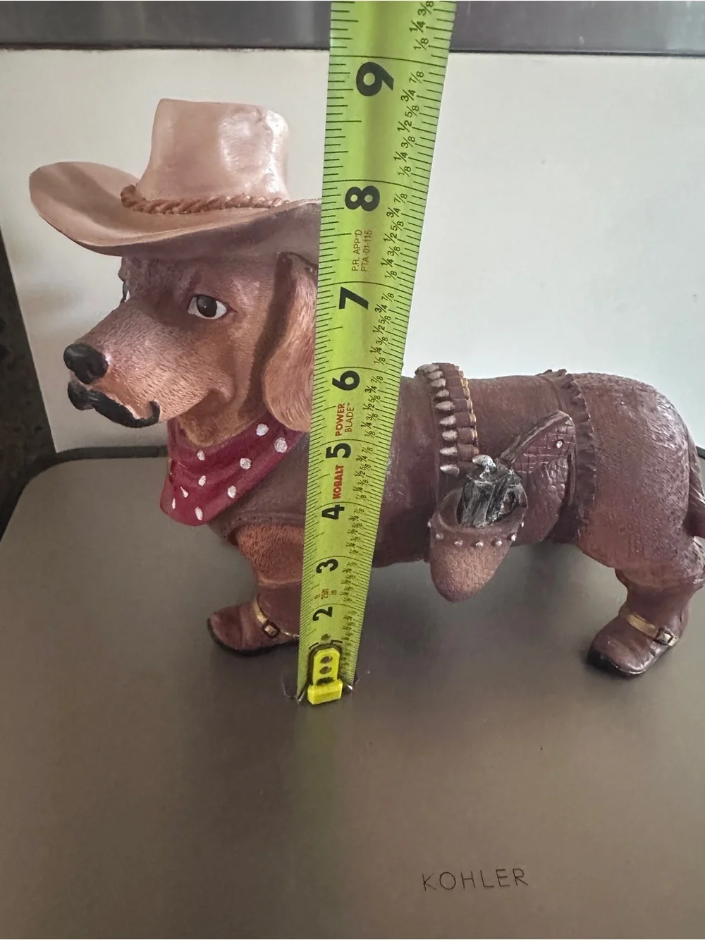 Western Cowboy Weiner Dog Figurine Red Bandana - Unbranded